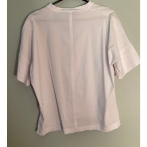 T Tahari Linen Blend White Popover Blouse Short Sleeve ~ Sz Small / Petite - Picture 2 of 6